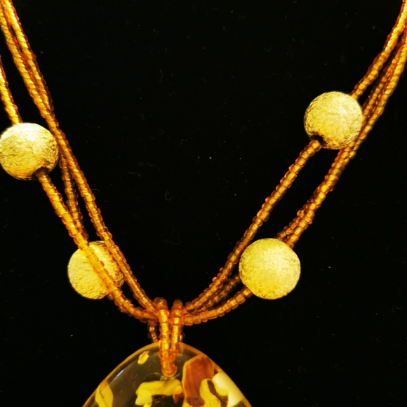 Vintage Abalone in Lucite Necklace Pendant - Picture 5 of 16